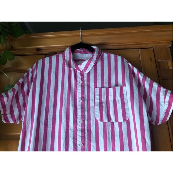 "A New Day" Pink/White Candy Striped Shirt/Dress SZ M - Picture 4 of 12